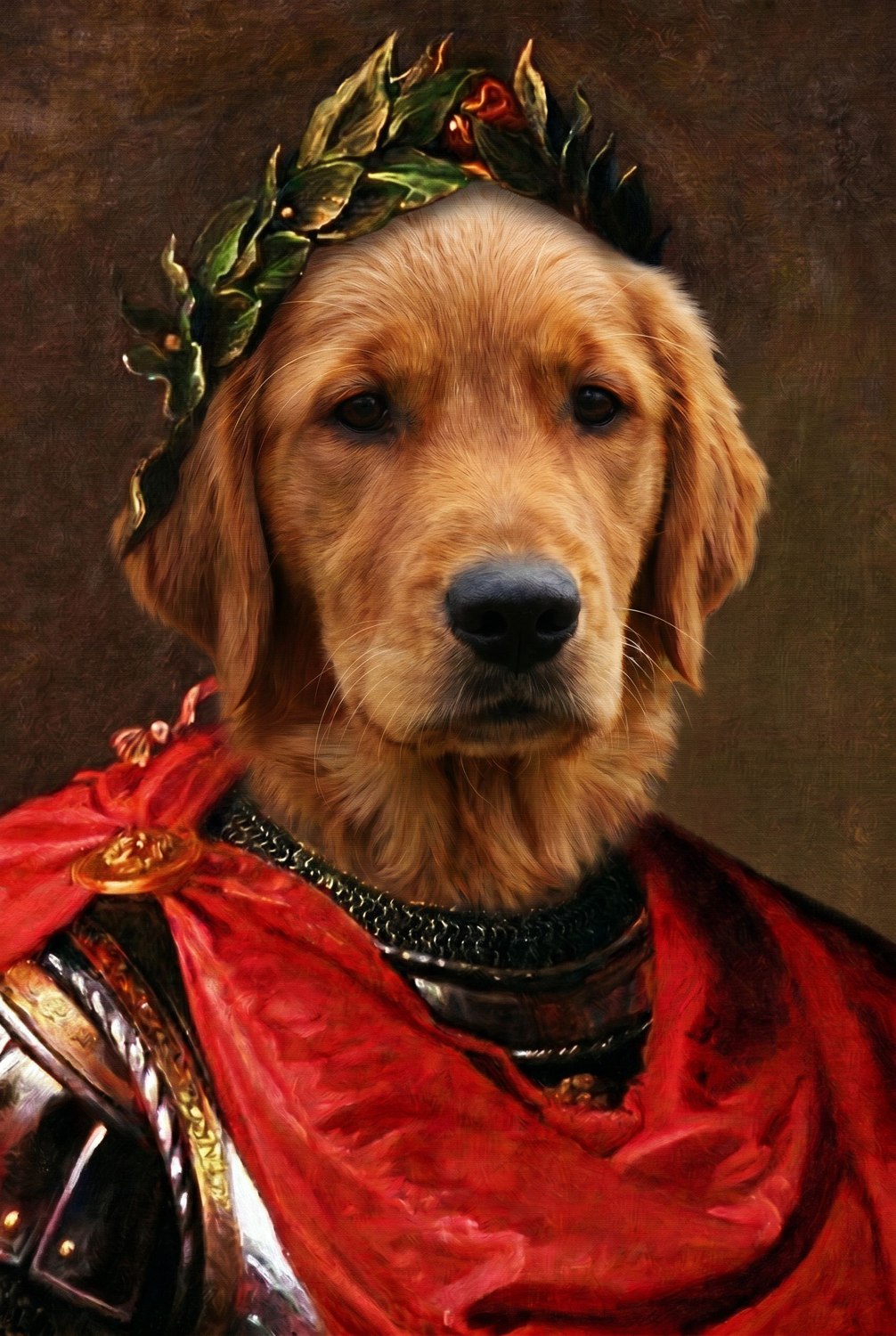 Motiv der Tasse: Hund als römischer Kaiser - das fertige Portrait nach deinem Foto