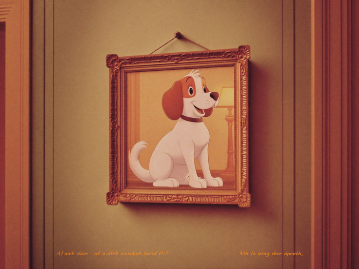 Herrscherstil-Portrait eines Hundes als gerahmte Leinwand im warmen Flur