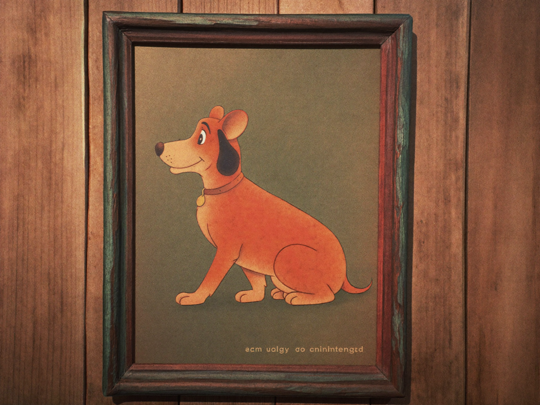 Vintagestil-Portrait als Leinwand in antikem Holzrahmen an rustikaler Wand