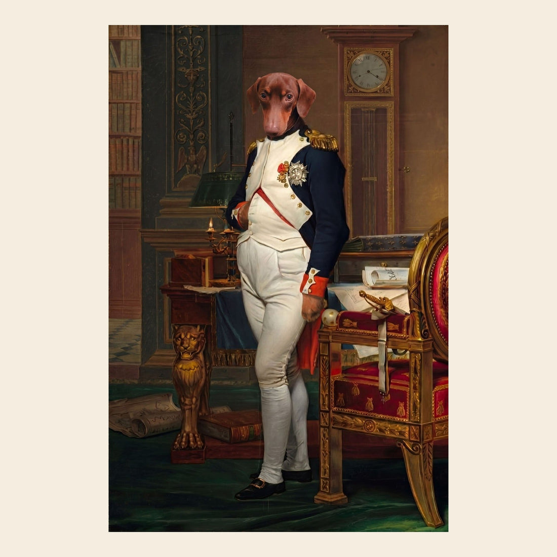 Hund in Uniform als Napoleon - das fertige Motiv nach deinem Foto