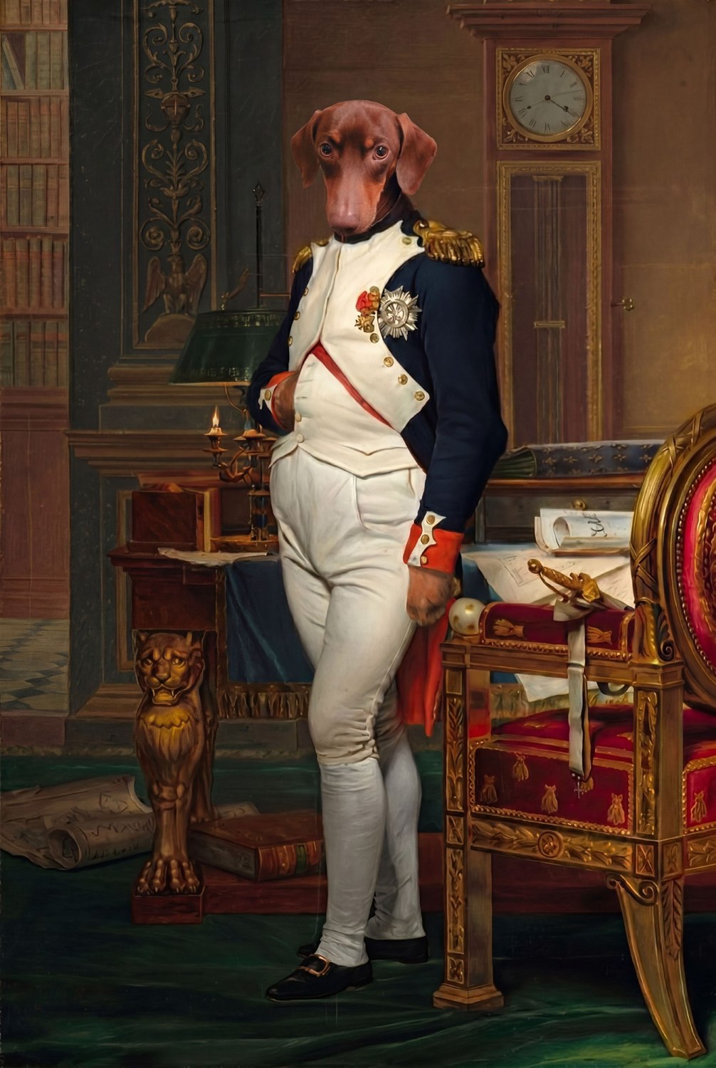 Motiv der Tasse: Hund als Napoleon - das fertige Portrait nach deinem Foto