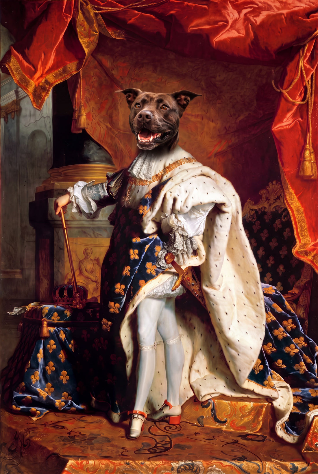 Motiv der Tasse: Hund als Sonnenkönig - das fertige Portrait nach deinem Foto