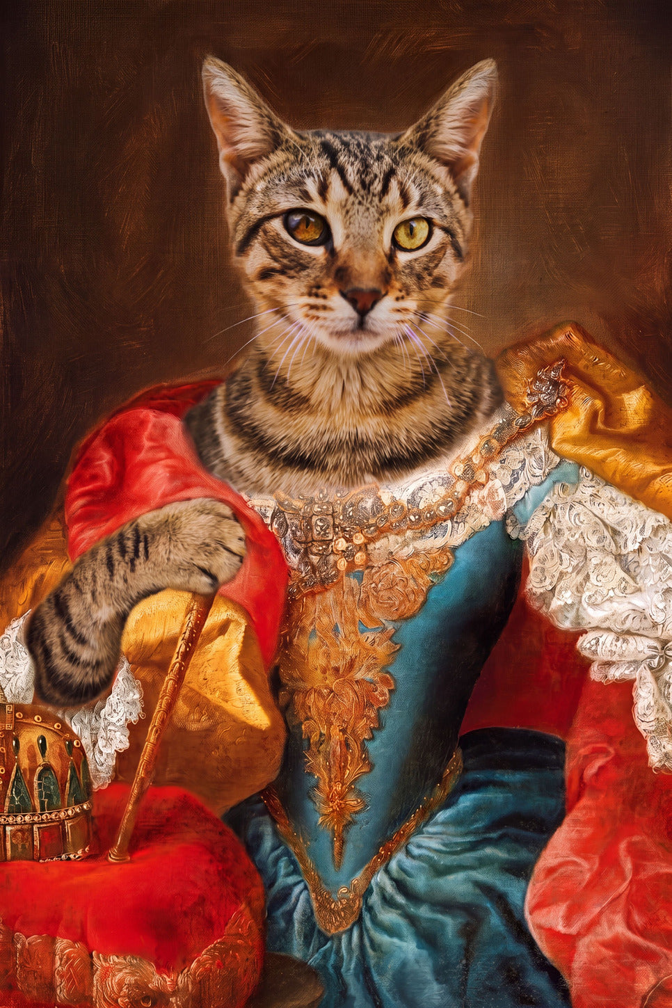 Motiv der Tasse: Katze als Maria Theresia im barocken Oelgemaelde-Stil nach Foto
