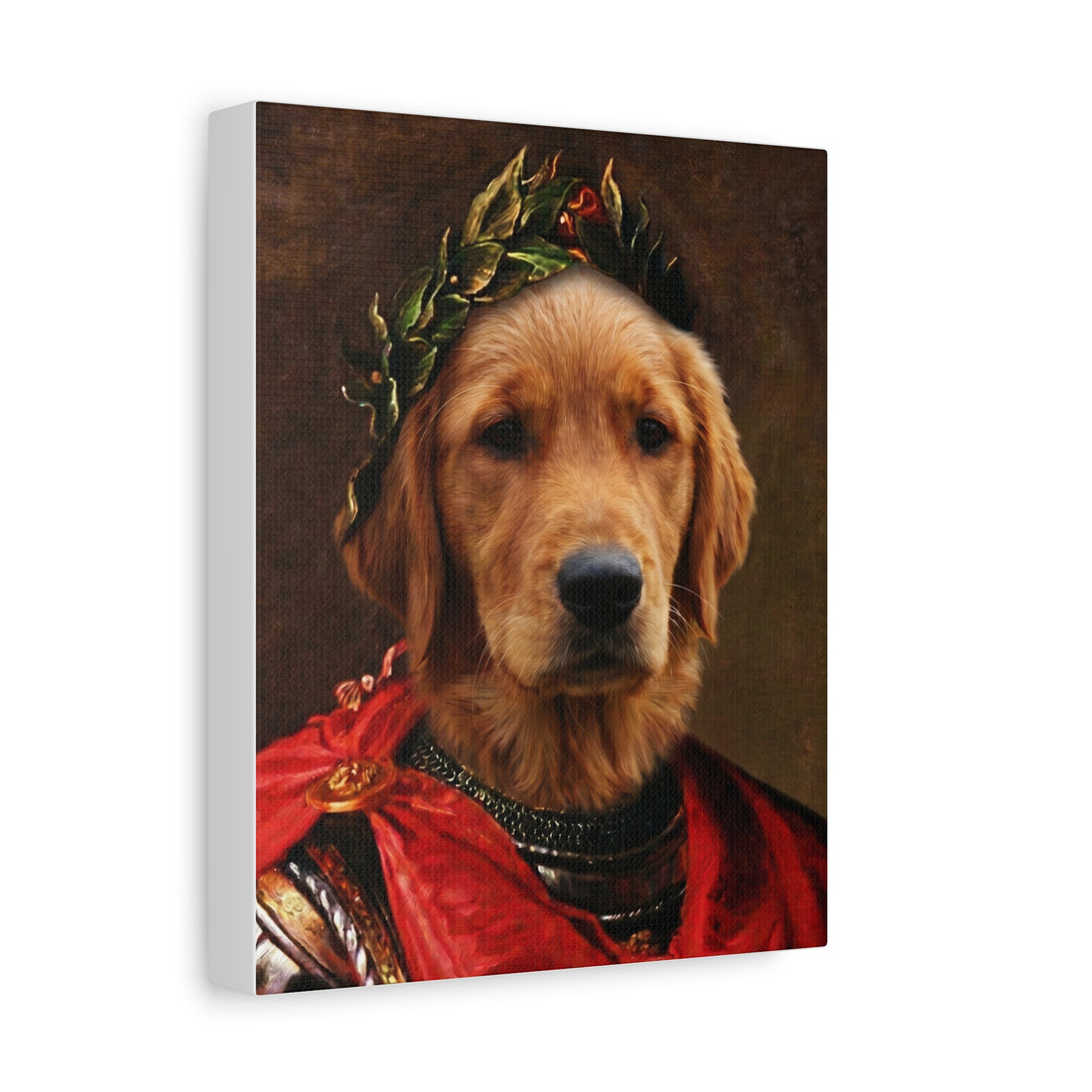 Hundeportrait König auf Leinwand - Hund als römischer Kaiser nach Foto
